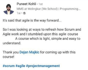 Punnet Kohli, Scrum Master, shares his experience with Agile and Scrum Masterclass
